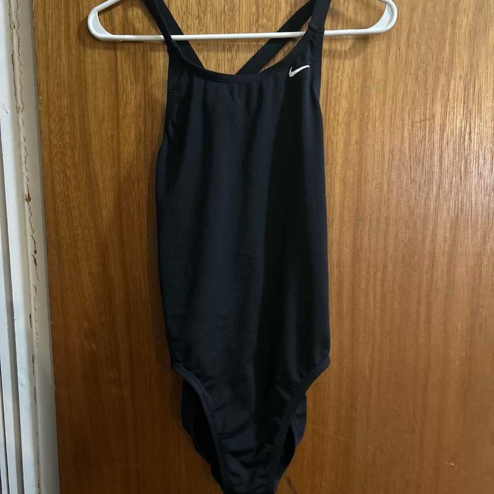 Nike Black One-Piece Swim Suit with White Swoosh